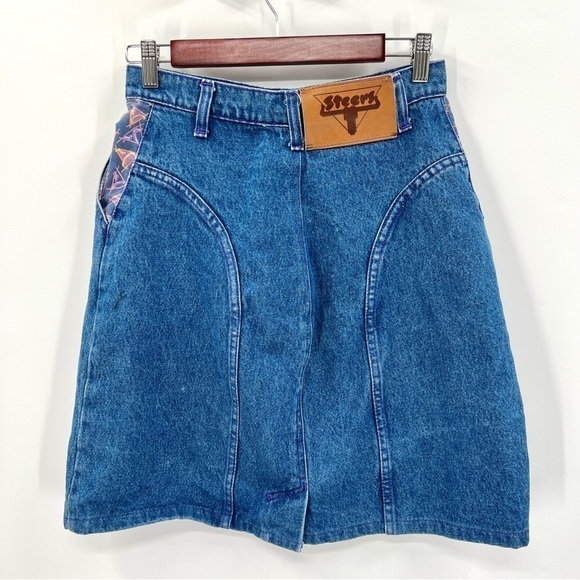 STEERS CARTER HARRIS Woman's Blue Purple Retro 90s Midi Length Denim Skirt - Picture 6 of 11